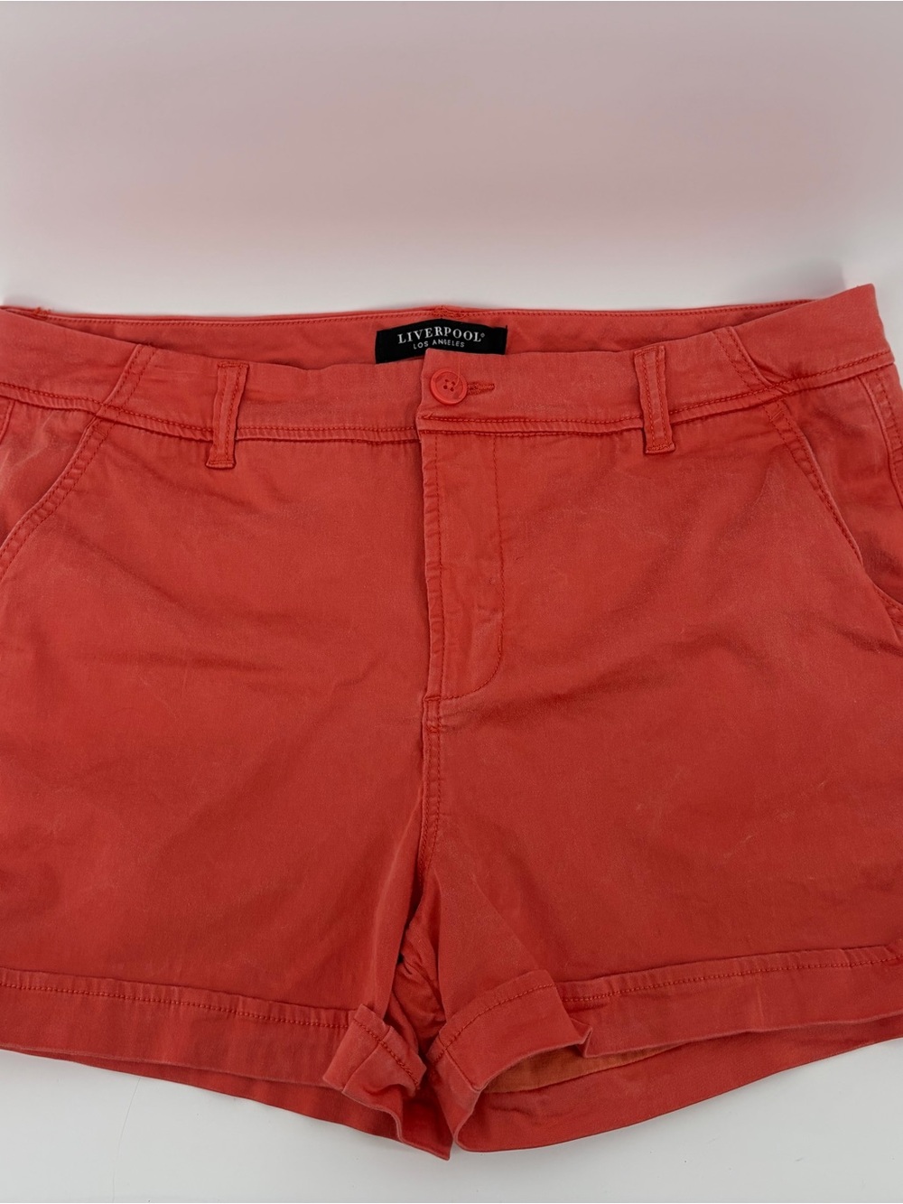 Liverpool Shorten, Pumpkin Cuffed chino Cotton Blend, Women Size 16/33